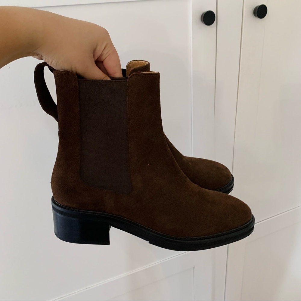 🎭 Flattered 🎭 Brown Suede Ankle Chelsea Boots size 38 - Picture 3 of 14